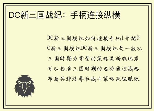 DC新三国战纪：手柄连接纵横